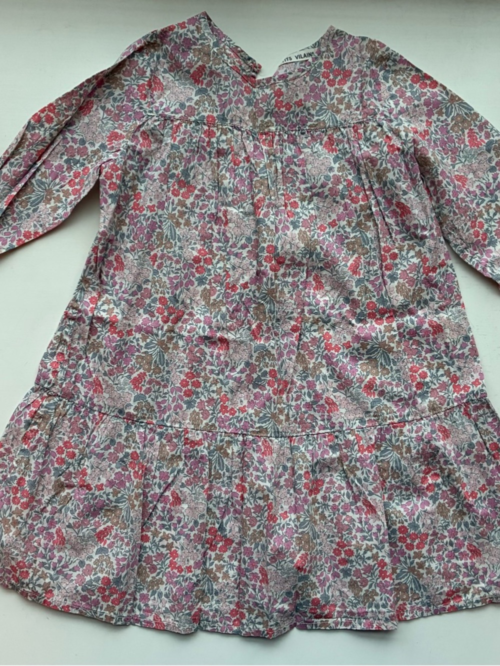 Kids Casual Long-Sleeve Floral Dress in Pink